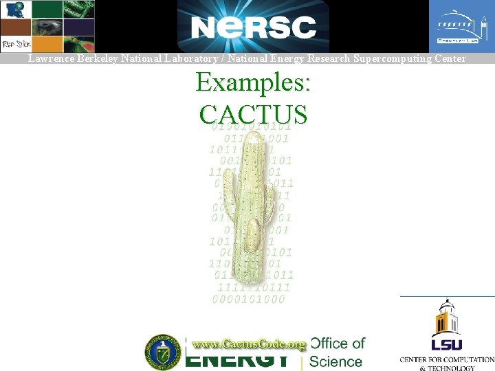 Lawrence Berkeley National Laboratory / National Energy Research Supercomputing Center Examples: CACTUS 