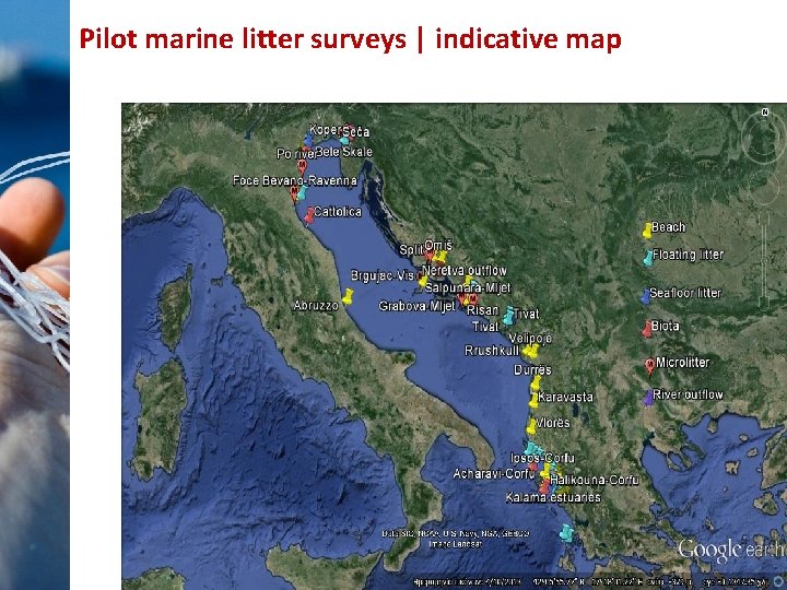 Pilot marine litter surveys | indicative map 