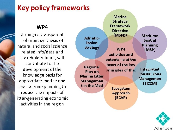 Key policy frameworks WP 4 through a transparent, coherent synthesis of natural and social