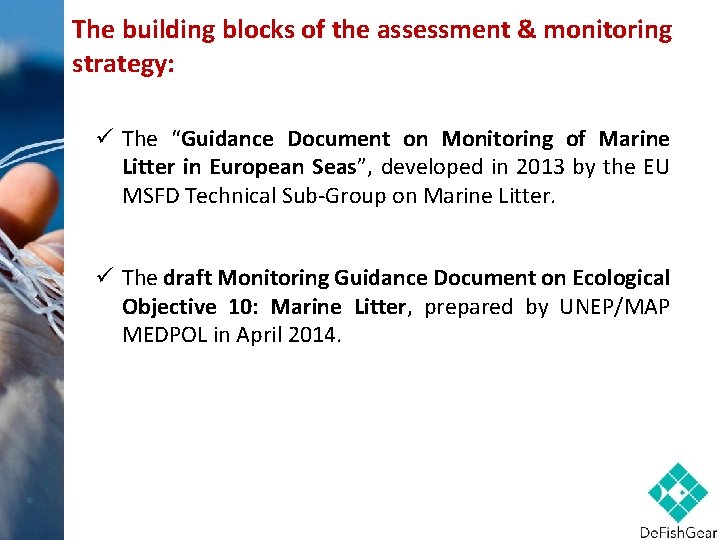 The building blocks of the assessment & monitoring strategy: ü The “Guidance Document on