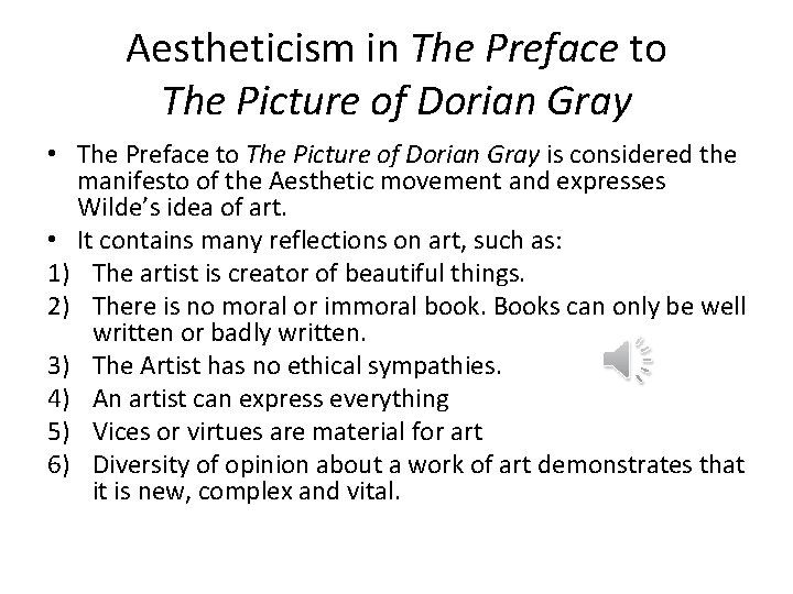 Aestheticism in The Preface to The Picture of Dorian Gray • The Preface to