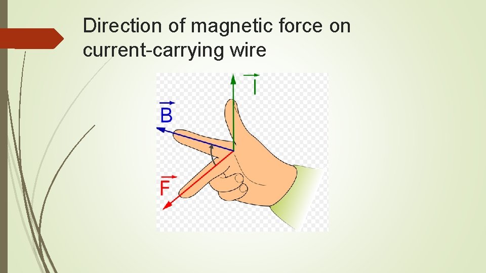Direction of magnetic force on current-carrying wire Direction of magnetic force on current-carrying wire