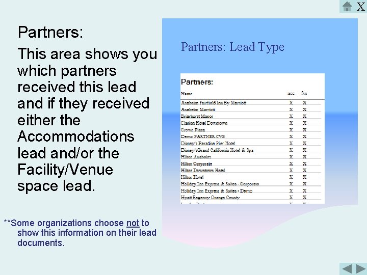 X Partners: This area shows you which partners received this lead and if they