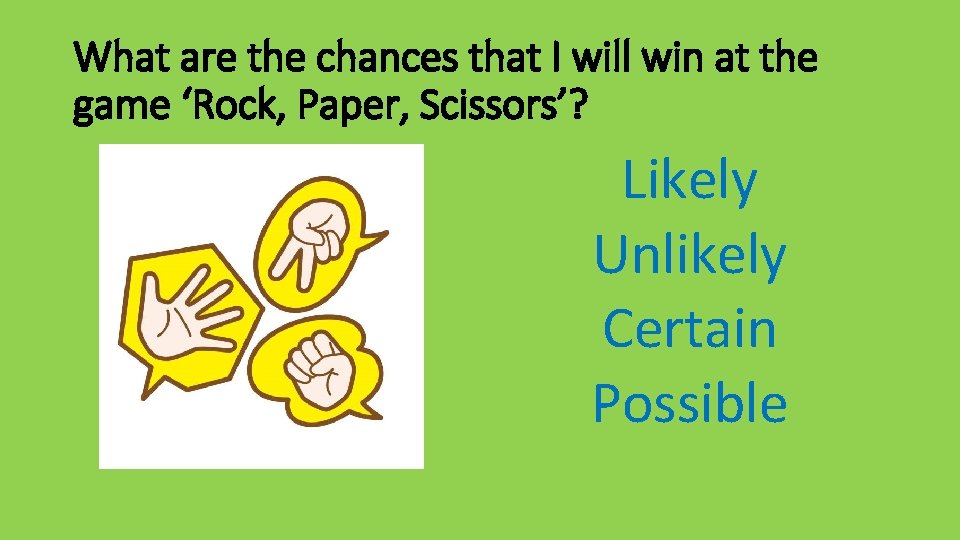 What are the chances that I will win at the game ‘Rock, Paper, Scissors’?