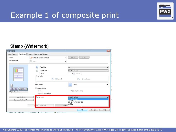 Example 1 of composite print Stamp (Watermark) Copyright © 2019 The Printer Working Group.