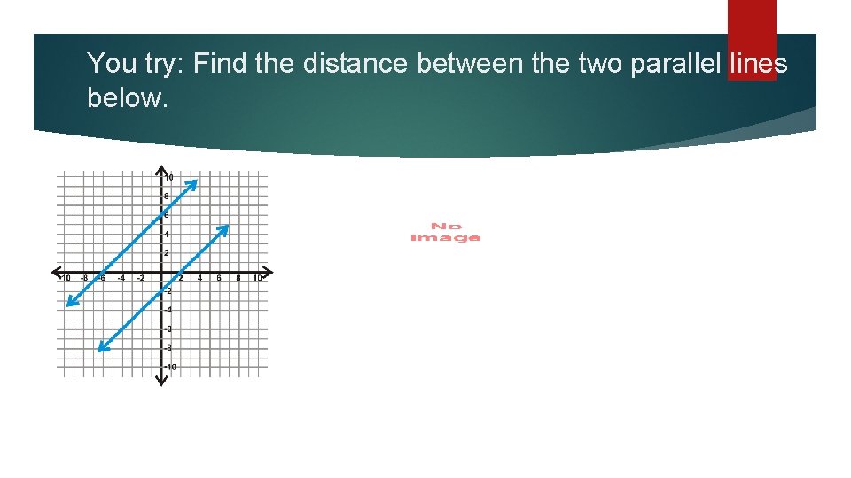 You try: Find the distance between the two parallel lines below. 