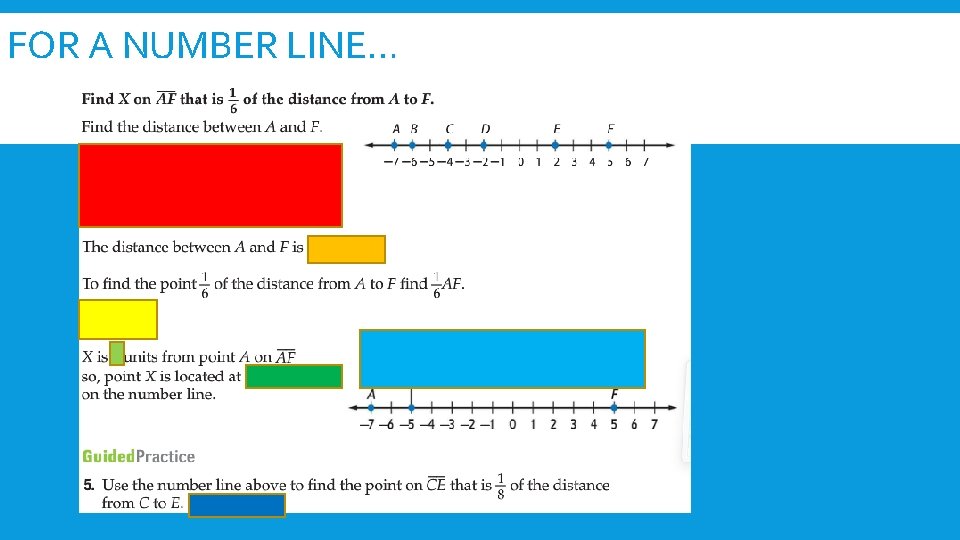 FOR A NUMBER LINE… 