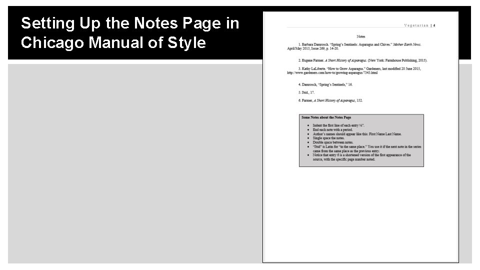 Setting Up the Notes Page in Chicago Manual of Style 