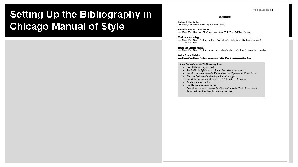 Setting Up the Bibliography in Chicago Manual of Style 