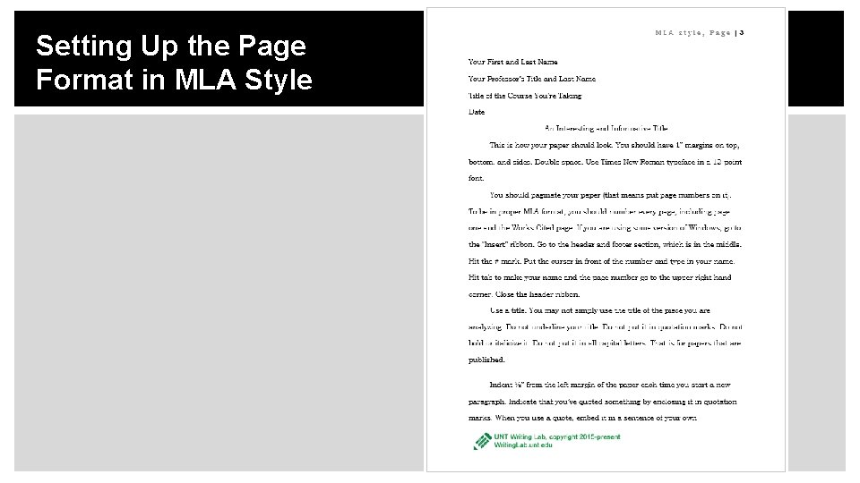 Setting Up the Page Format in MLA Style 