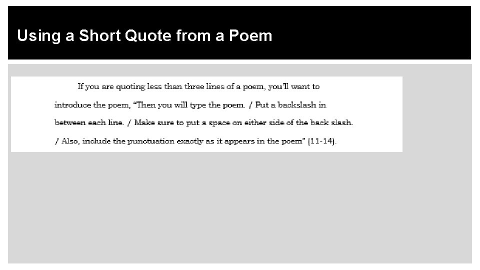 Using a Short Quote from a Poem 