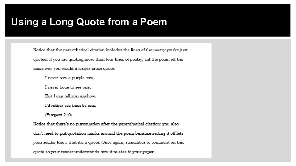 Using a Long Quote from a Poem 