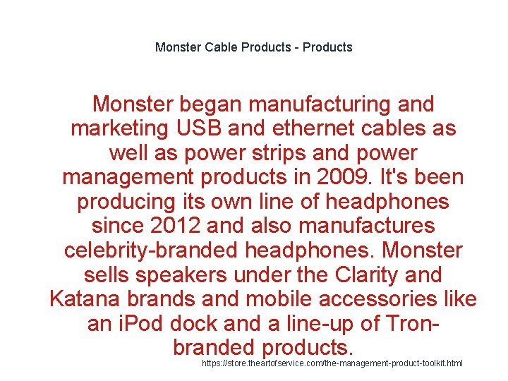Monster Cable Products - Products Monster began manufacturing and marketing USB and ethernet cables