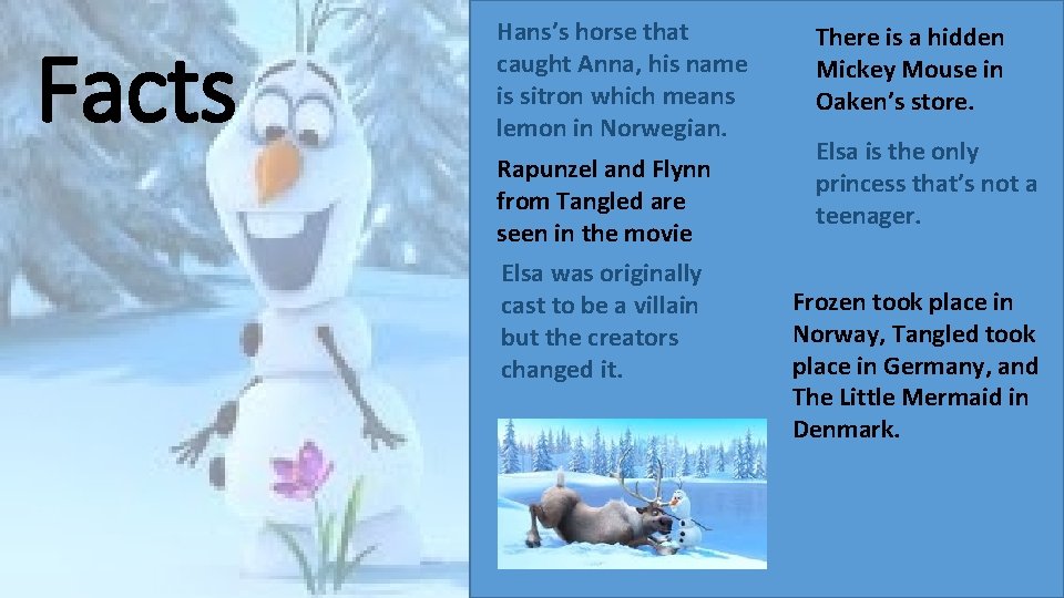 Facts Hans’s horse that caught Anna, his name is sitron which means lemon in