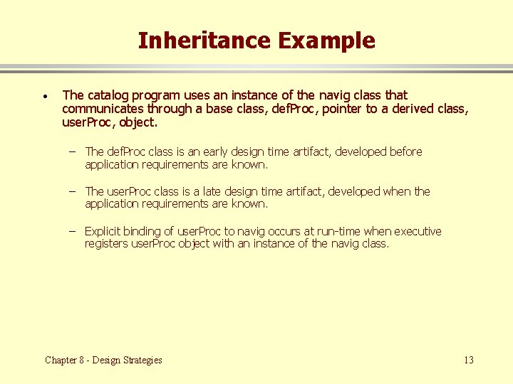 Inheritance Example · The catalog program uses an instance of the navig class that