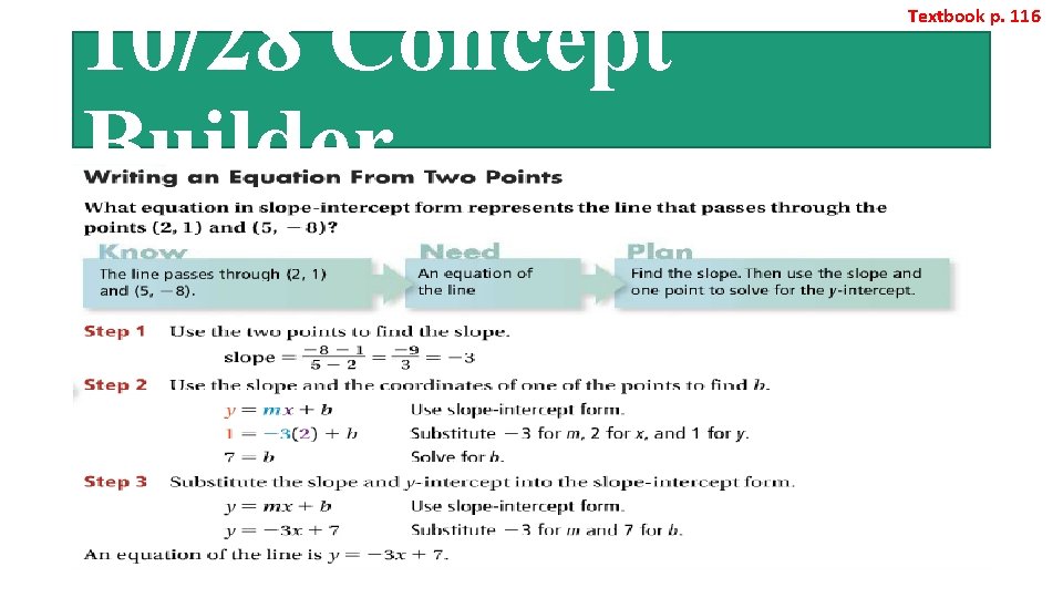 10/28 Concept Builder Textbook p. 116 