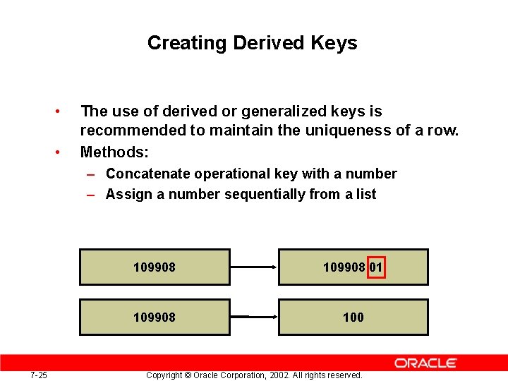 Creating Derived Keys • • The use of derived or generalized keys is recommended Creating Derived Keys • • The use of derived or generalized keys is recommended