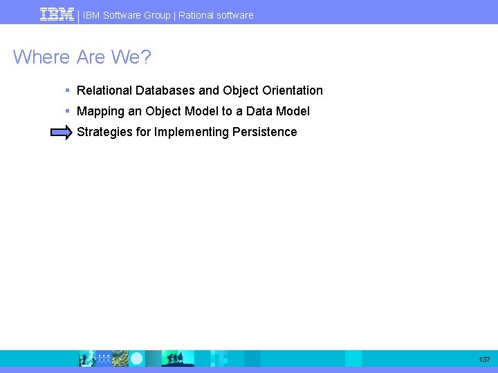 IBM Software Group | Rational software Where Are We? § Relational Databases and Object