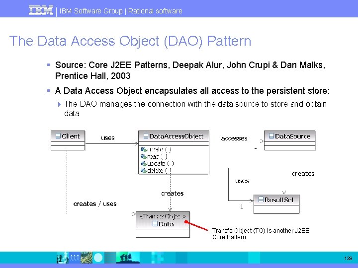 IBM Software Group | Rational software The Data Access Object (DAO) Pattern § Source: