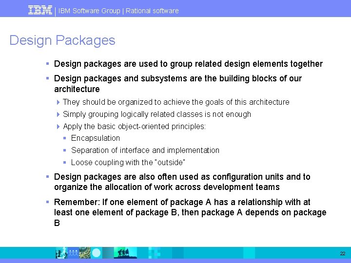 IBM Software Group | Rational software Design Packages § Design packages are used to