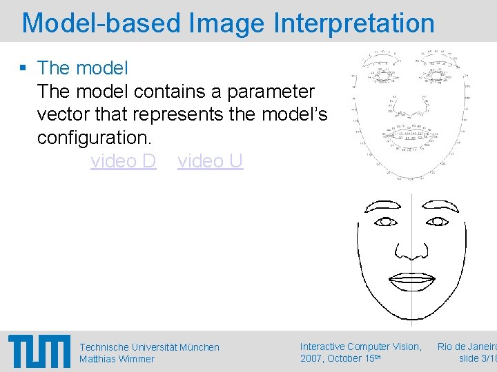 Model-based Image Interpretation The model contains a parameter vector that represents the model’s configuration.