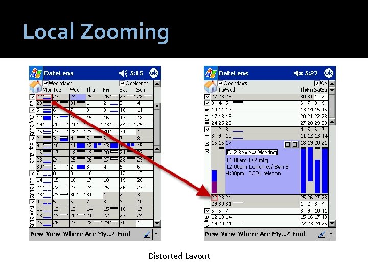 Local Zooming Distorted Layout 