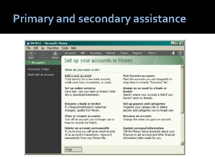 Primary and secondary assistance 