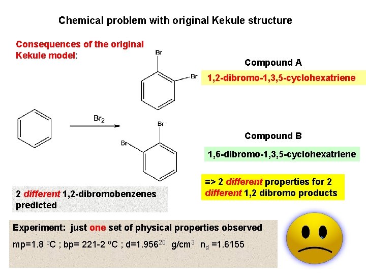 Chemical problem with original Kekule structure Consequences of the original Kekule model: Compound A Chemical problem with original Kekule structure Consequences of the original Kekule model: Compound A