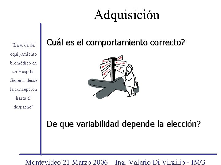 Adquisición “La vida del Cuál es el comportamiento correcto? equipamiento biomédico en un Hospital