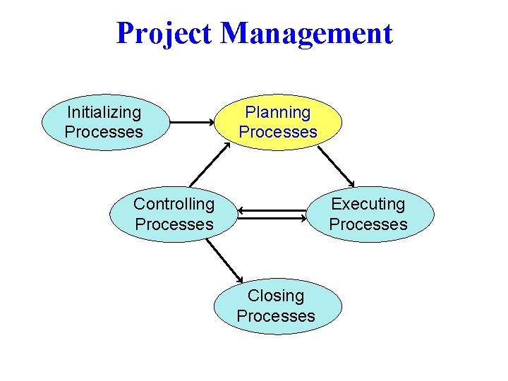 Project Management Initializing Processes Planning Processes Controlling Processes Executing Processes Closing Processes 