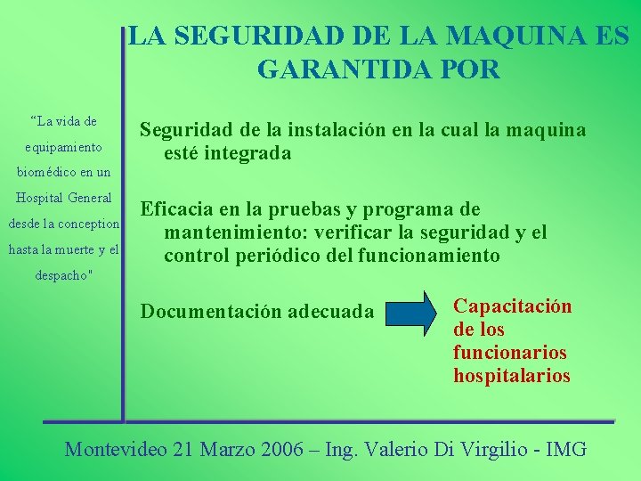 LA SEGURIDAD DE LA MAQUINA ES GARANTIDA POR “La vida de equipamiento Seguridad de