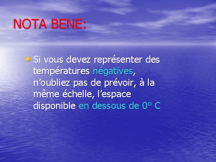 NOTA BENE: • Si vous devez représenter des températures négatives, n’oubliez pas de prévoir,