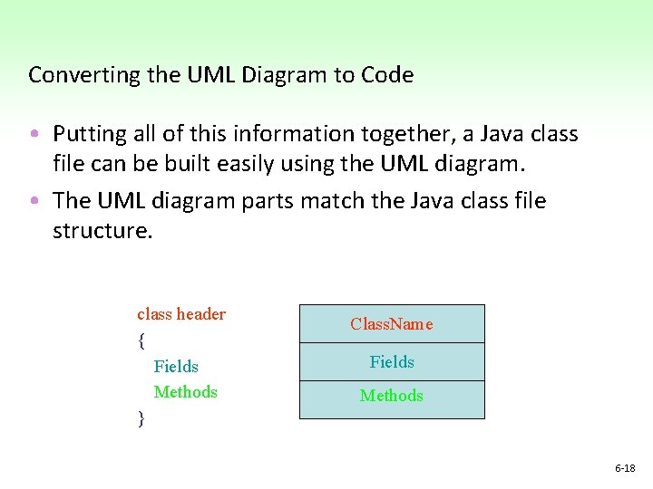 Converting the UML Diagram to Code • Putting all of this information together, a Converting the UML Diagram to Code • Putting all of this information together, a