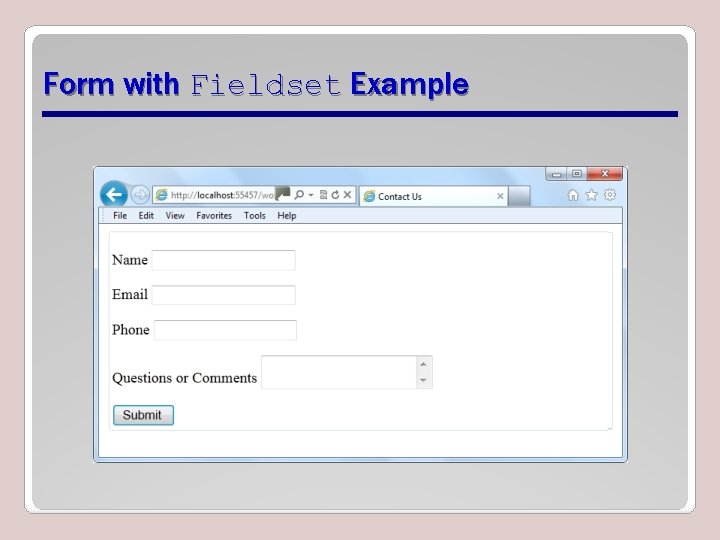 Form with Fieldset Example 