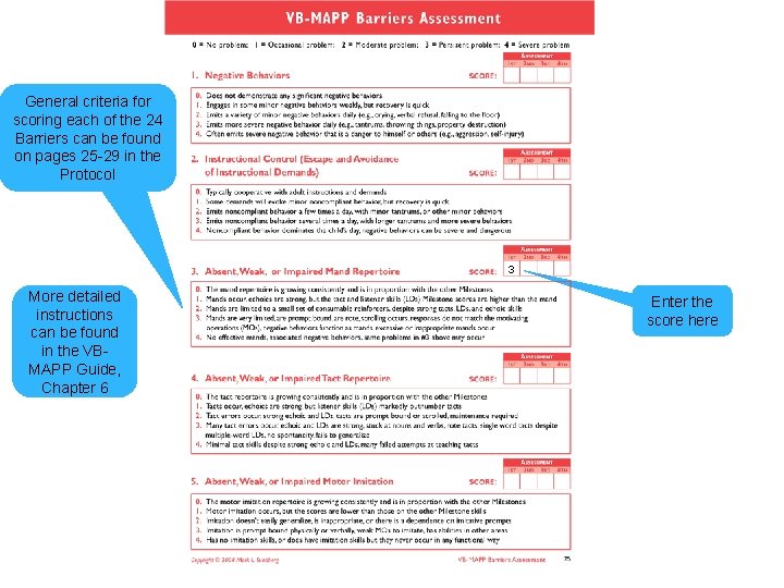 General criteria for scoring each of the 24 Barriers can be found on pages