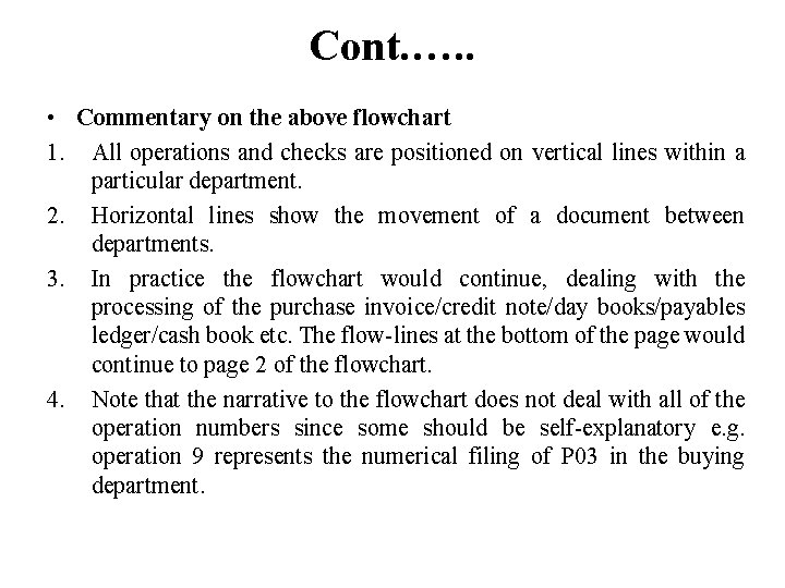 Cont. …. . • Commentary on the above flowchart 1. All operations and checks