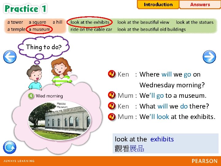 Introduction Answers Thing Place to to do? go? Ken : Where will we go