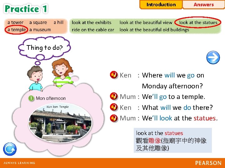 Introduction Answers Thing Place to to do? go? Ken : Where will we go