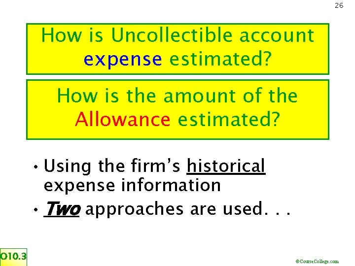 26 How is Uncollectible account expense estimated? How is the amount of the Allowance
