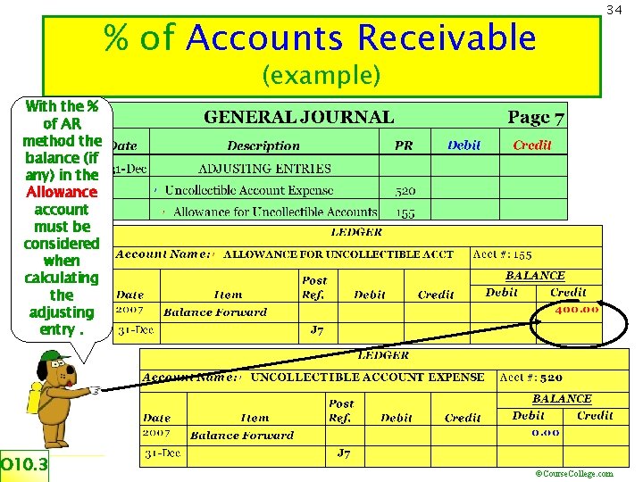 % of Accounts Receivable 34 (example) With the % of AR method the balance