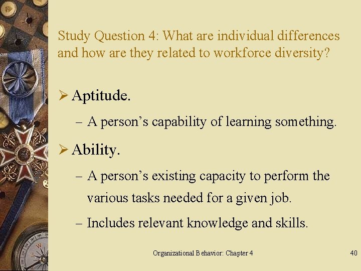 Study Question 4: What are individual differences and how are they related to workforce