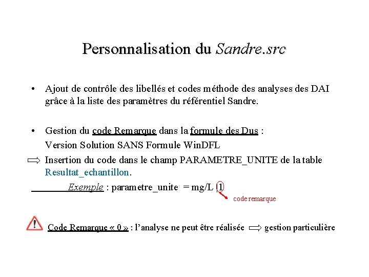 Personnalisation du Sandre. src • Ajout de contrôle des libellés et codes méthode des