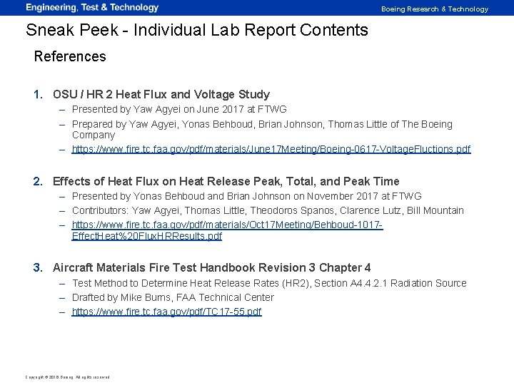 Boeing Research & Technology Sneak Peek - Individual Lab Report Contents References 1. OSU