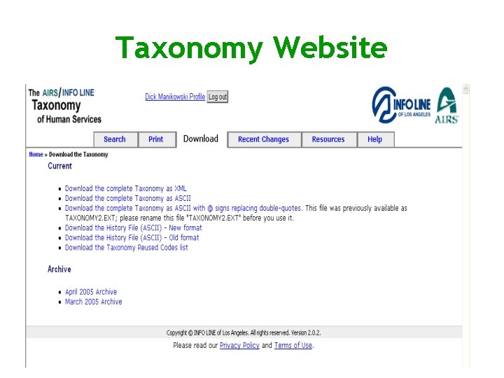 Taxonomy Website 
