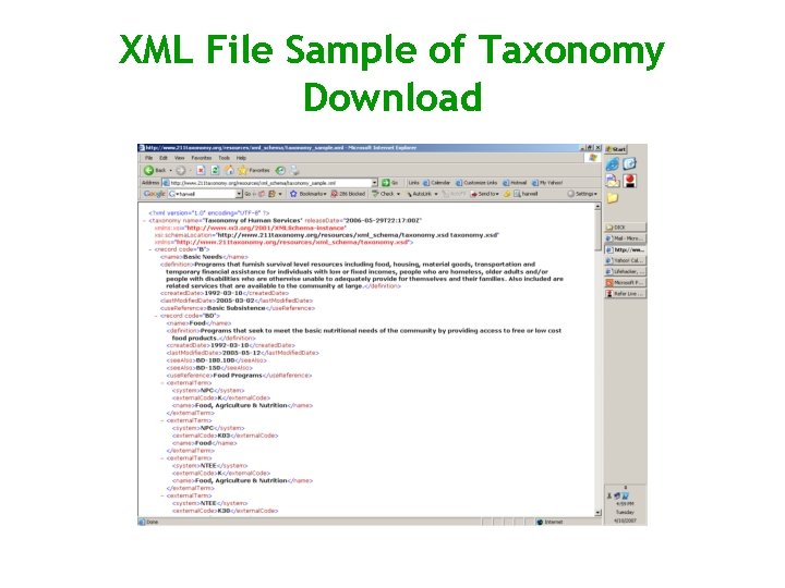 XML File Sample of Taxonomy Download 