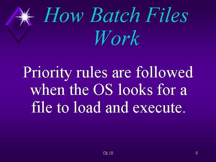 How Batch Files Work Priority rules are followed when the OS looks for a