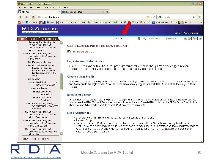 Module 3. Using the RDA Toolkit 10 