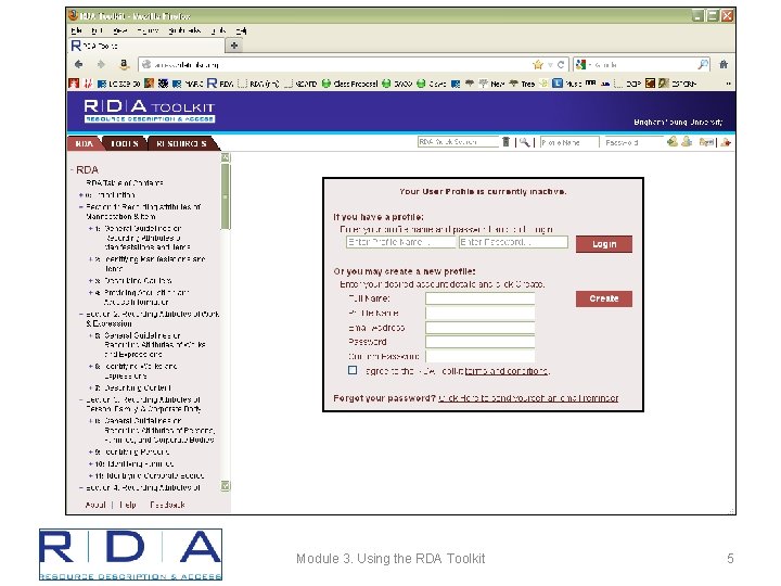 Module 3. Using the RDA Toolkit 5 