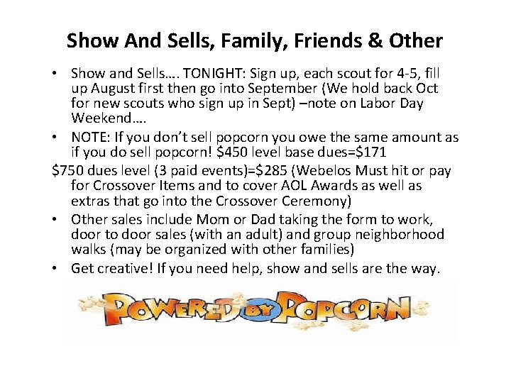 Show And Sells, Family, Friends & Other • Show and Sells…. TONIGHT: Sign up,