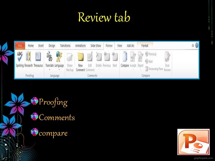 Review tab Proofing Comments compare 